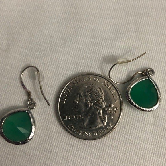 Green Teardrop Pierced Dangle Earrings with 952 Hooks - Picture 4 of 6